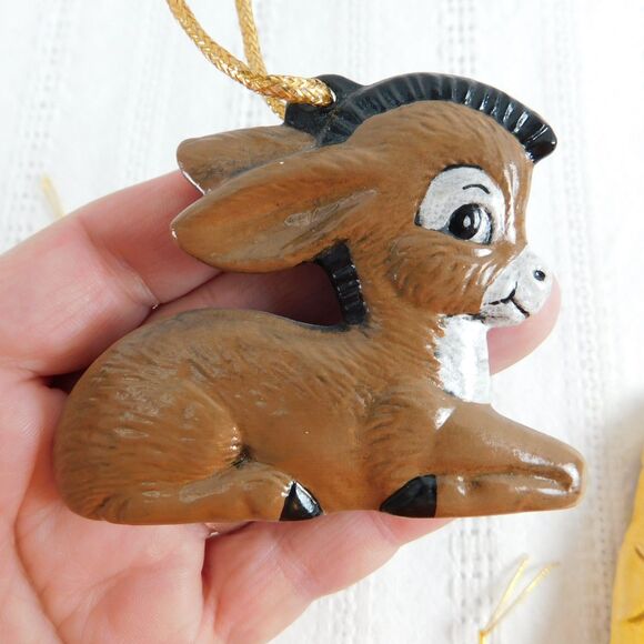 Vintage Nativity Christmas Flat Ornament Set of 5 Jesus Joseph Wiseman Donkey - Picture 5 of 16